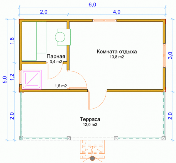 
Схема постройки бани		