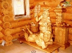 
Интерьеры бани внутри		