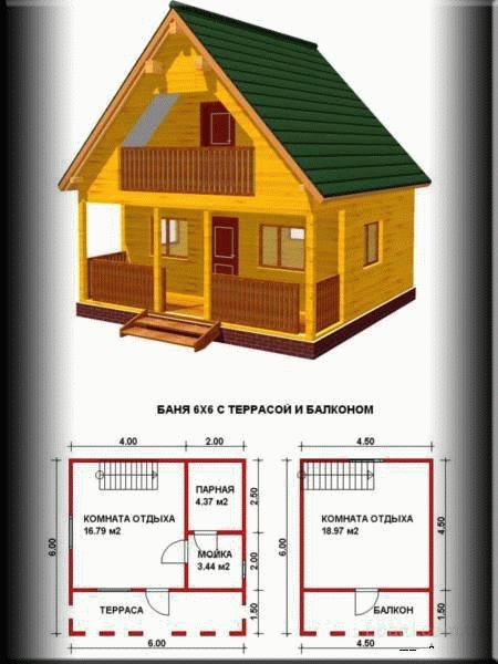 Проект бани со вторым жилым этажом
Проект бани со вторым жилым этажом