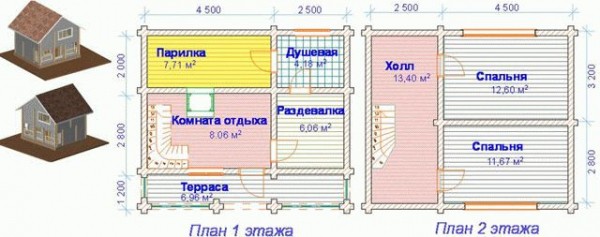 Проект бани со вторым жилым этажом
Проект бани со вторым жилым этажом